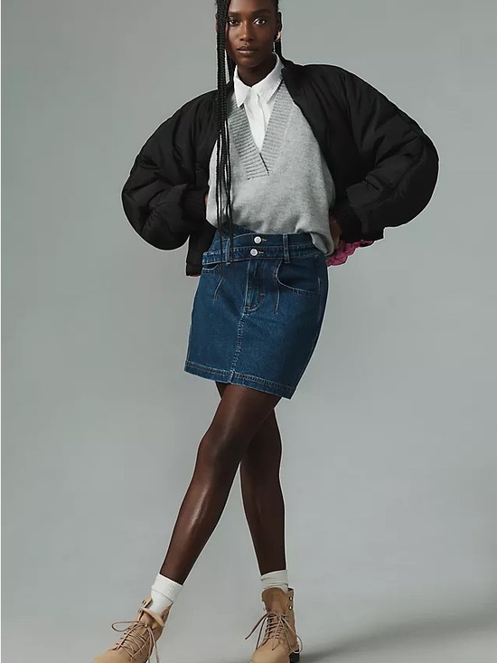 Pilcro Dresses & Skirts - Pilcro Light Blue Printed Denim Skirt